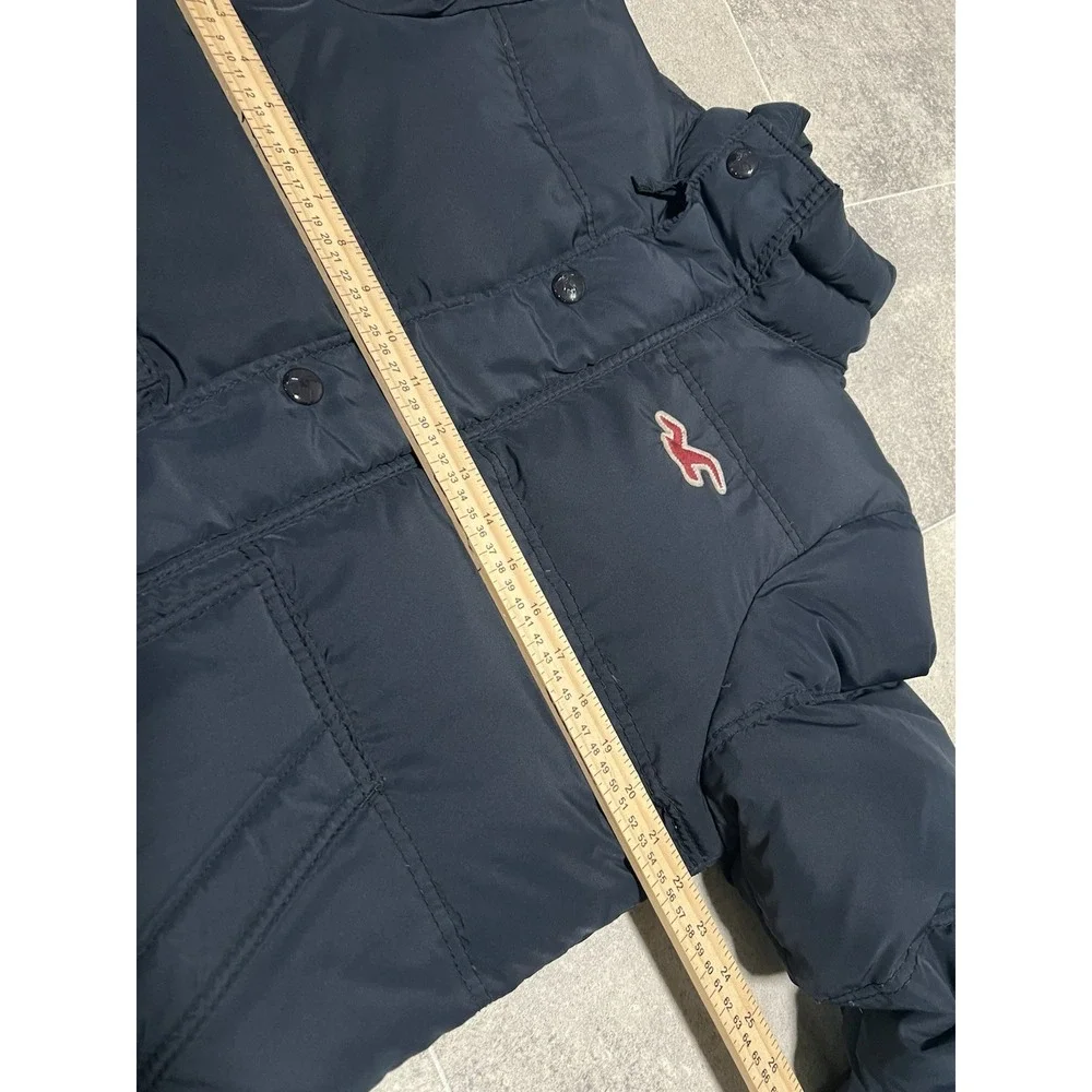 Hollister Men's Puffer Jacket Black Size L Zip Up Winter Coat